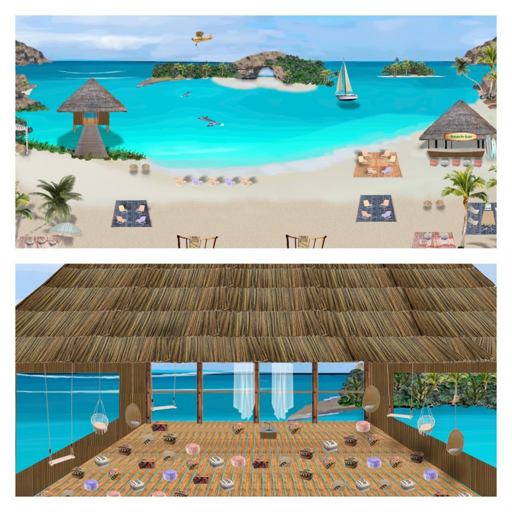 Beach and hut rendering